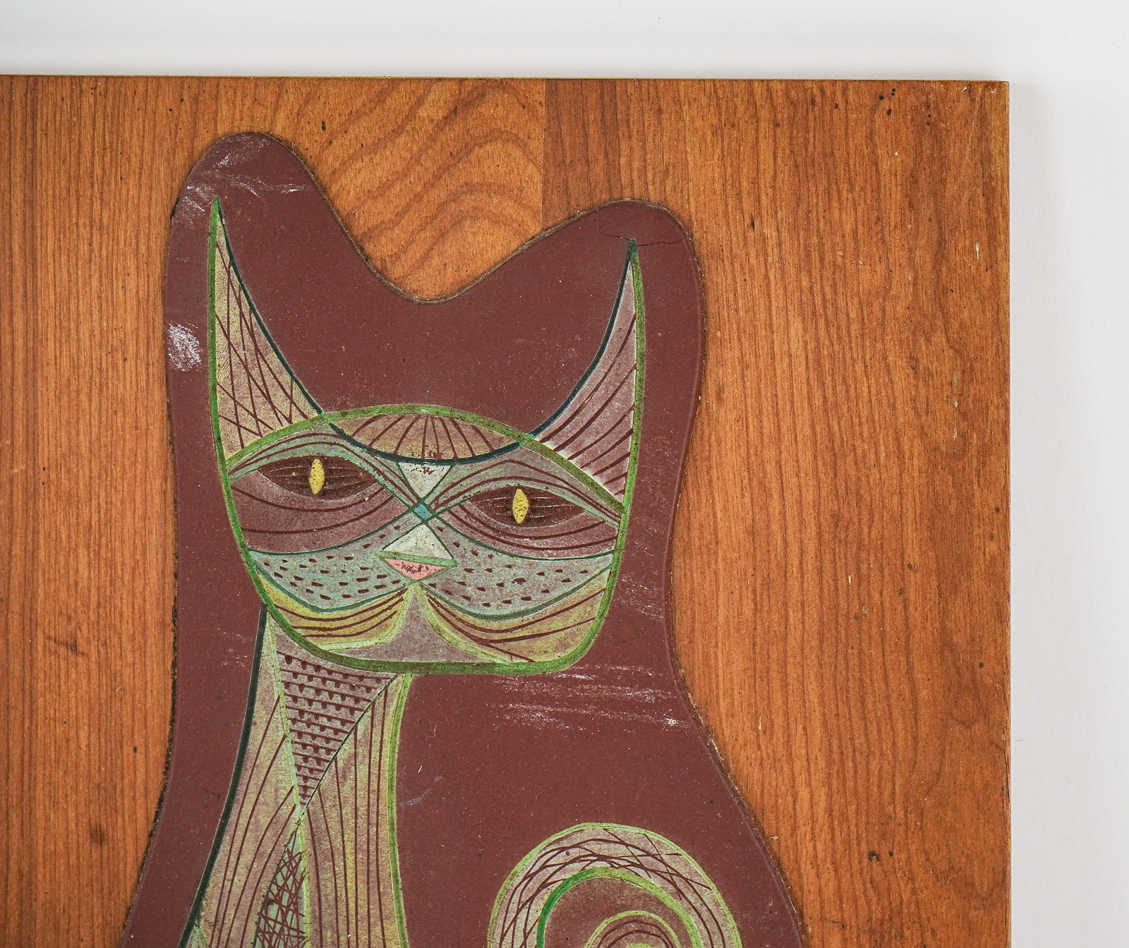 Unsigned Linocut- "The Egyptian Cat" - 2