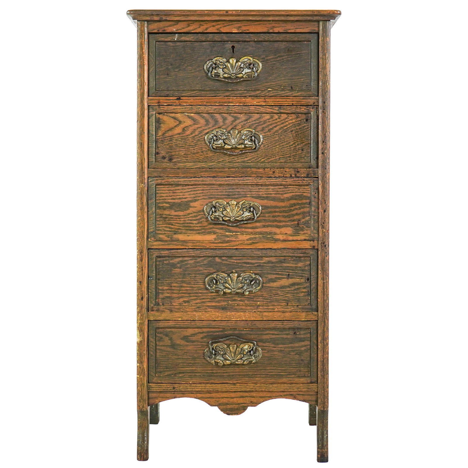 Victorian 5 drawer Oak Lingerie Chest: Victorian Oak 5 drawer lingerie chest 36 x 17 x 18"