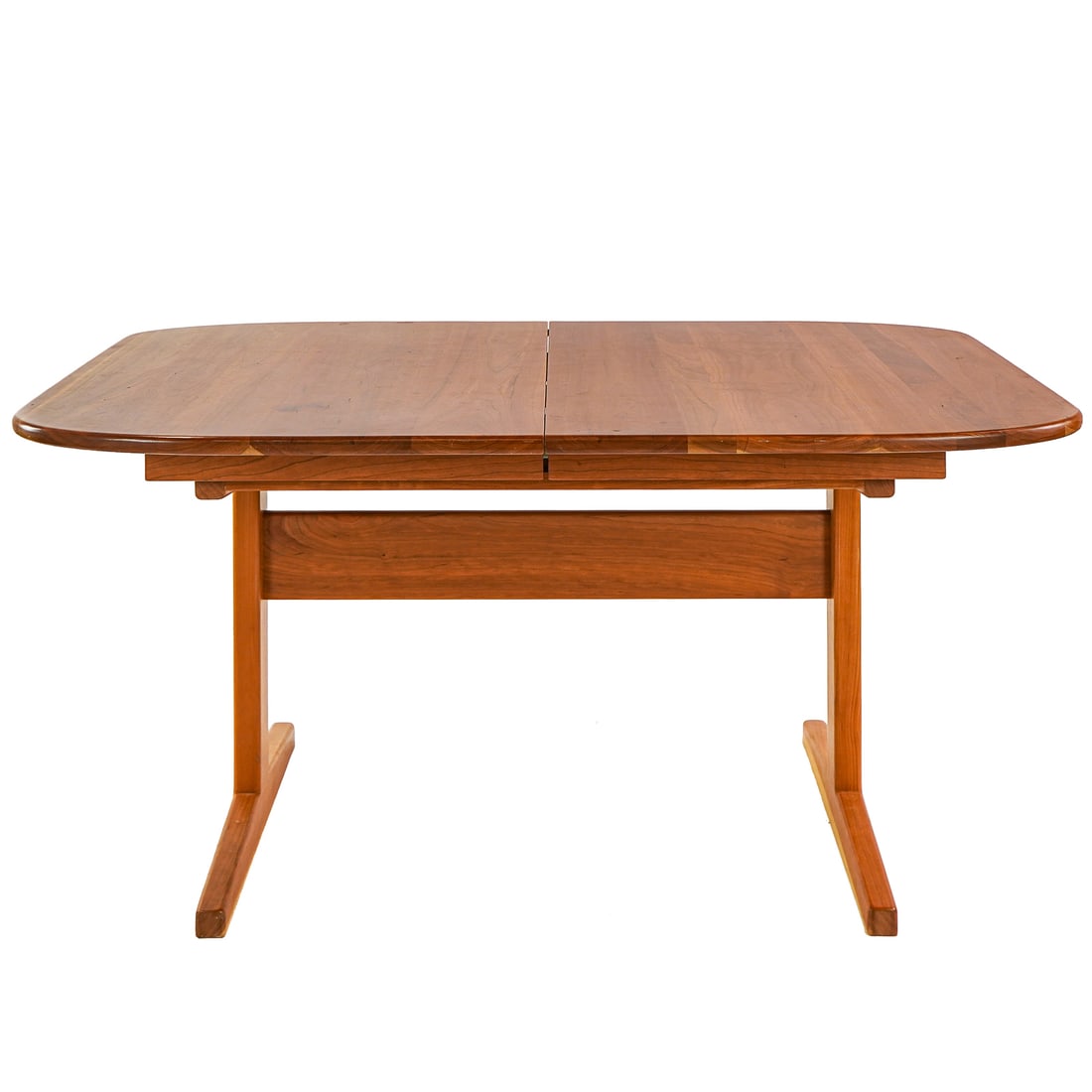 Benchmade Cherry Table: Benchmade Cherry table unmarked with Shaker Style base and modern appointments very clean but not visibly marked as to the maker 29.5 x 60 x 40"