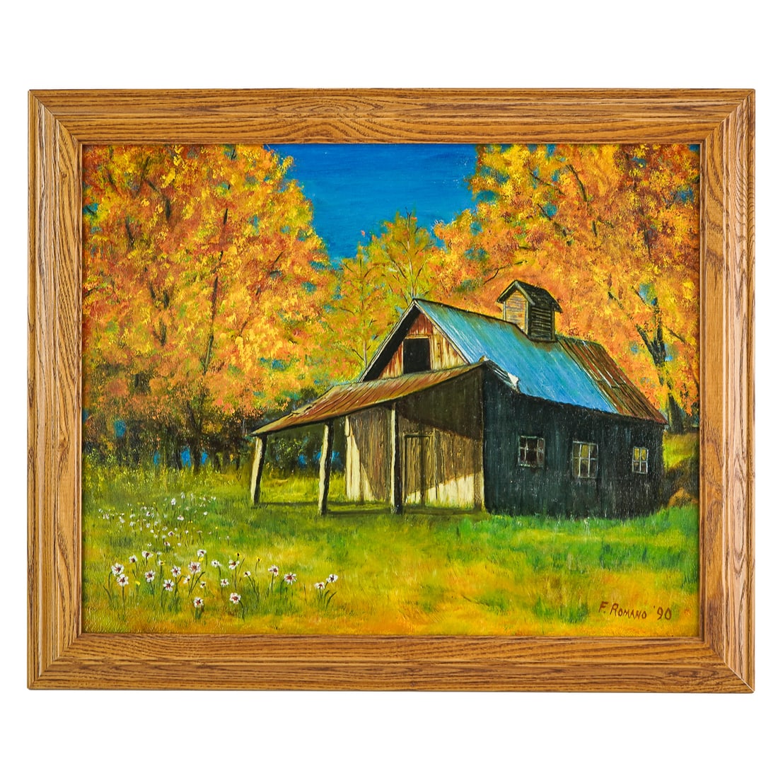 Frank Romano (VT/NY B.1937)) Landscape: Frank Romano (VT Contemporary) Landscapes one oil on canvas - 14 x 19" as framed. Frank D Romano (New York / Vermont B 1937). As a youngster growing up in Astoria, Queens during World War II, money