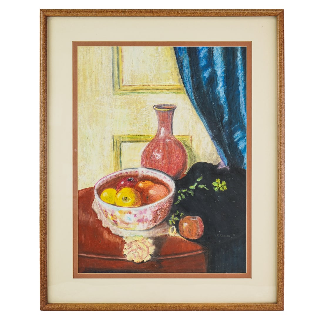 Frank Romano (VT/NY B.1937 ) Still Life: Frank Romano (VT Contemporary) Pastel Still Life 31 x 25" as framed. Frank D Romano (New York / Vermont B 1937). As a youngster growing up in Astoria, Queens during World War II, money was tight and
