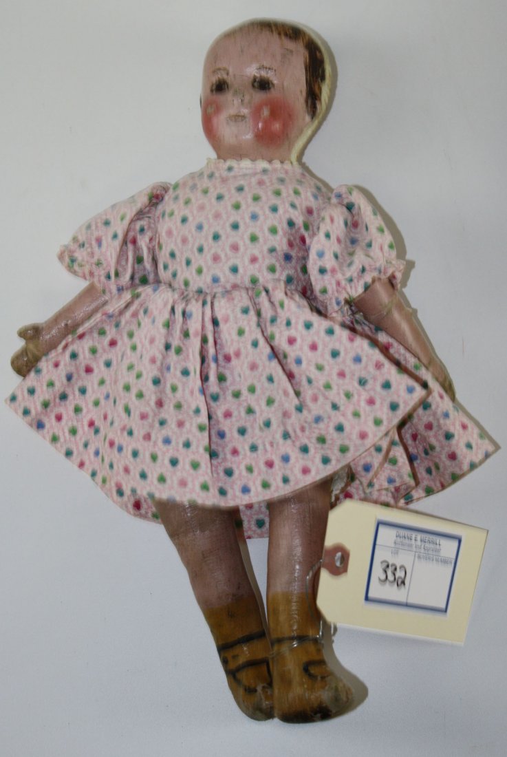 Martha Chase type ptd. cloth doll- some losses across: Martha Chase type ptd. cloth doll- some losses across top of head seam, hands, & feet, ht 13”