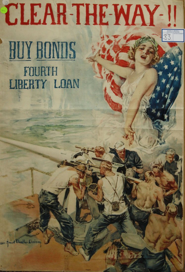WWI propaganda poster " Clear the Way" "BUY BONDS": WWI propaganda poster " Clear the Way" "BUY BONDS" Fourth Liberty Loan" Howard Chandler Christy