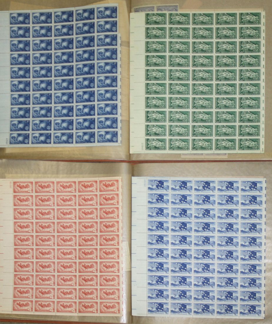 2- 1956-1959 US stamp stock files w/ unused mint: 2- 1956-1959 US stamp stock files w/ unused mint sheets- approx 54 sheets