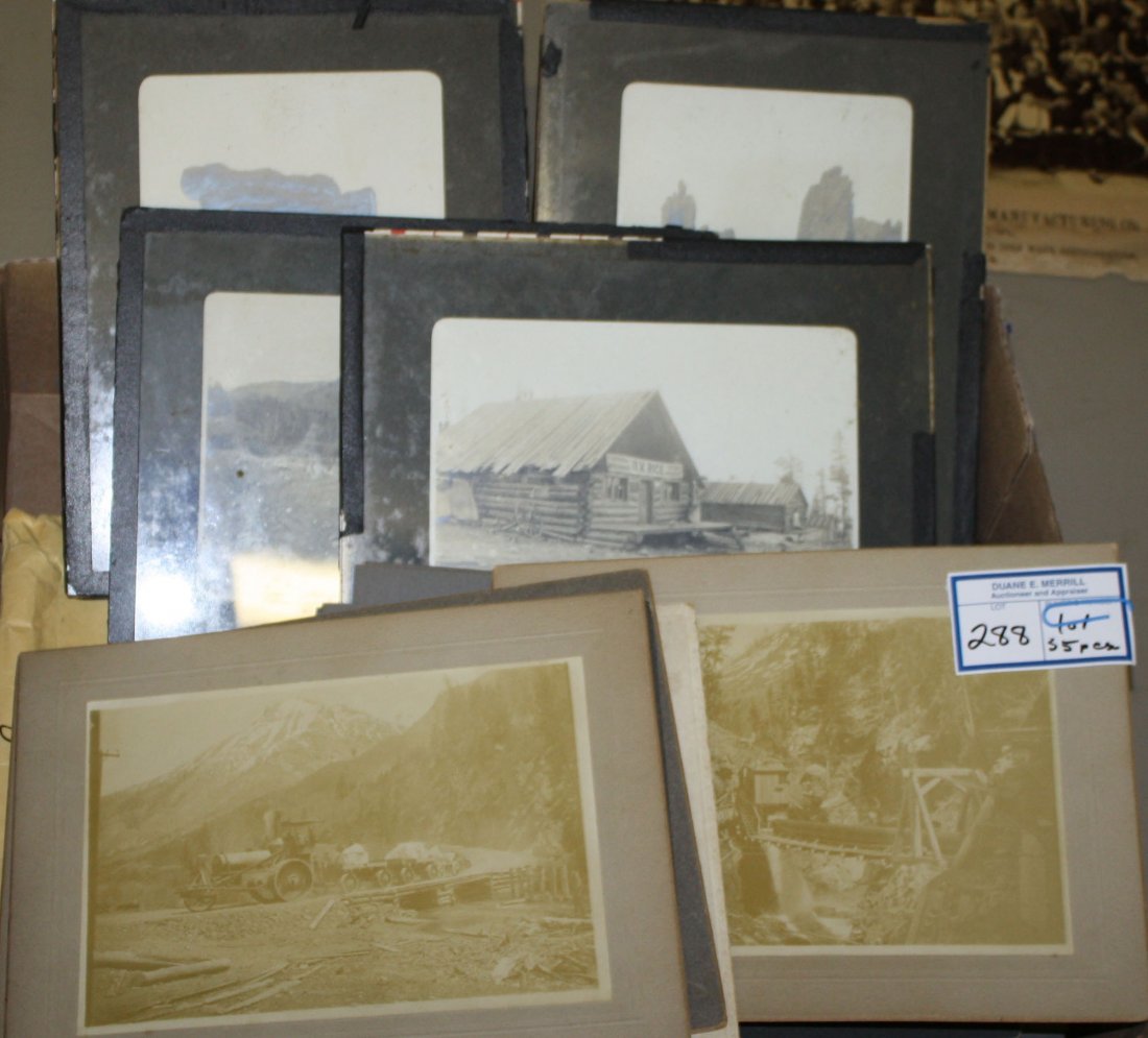 Group of Beaver Creek, Utah and Wyoming early 20th c.: Group of Beaver Creek, Utah and Wyoming early 20th c. cabinet photos incl. cabins, steam engines, quarries, ranches, fishing-35 pcs.