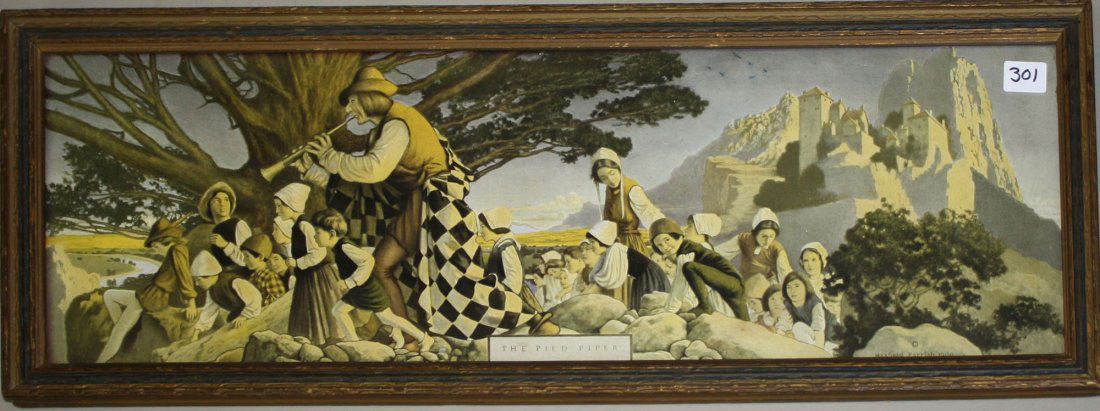 1909 Maxfield Parrish The Pied Piper 6.5” x 20.5”: 1909 Maxfield Parrish The Pied Piper 6.5” x 20.5”