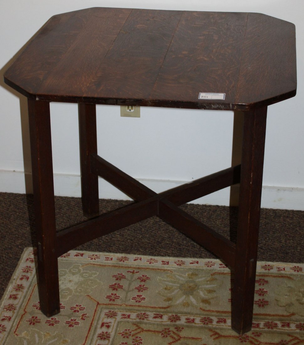 L. & J. G. Stickley oak table #578. 30" x 30".: L. & J. G. Stickley oak table #578. 30" x 30".