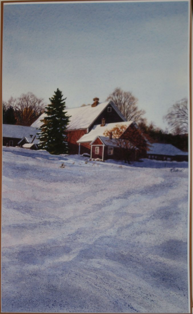 Randy Eckard (Am 1949-) Barnyard wc 14 x 8" signed: Randy Eckard (Am 1949-) Barnyard wc 14 x 8" signed right center