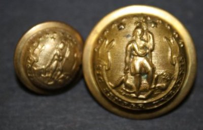 Virginia 3 part brass C. Wendlinger Richmond, VA 15mm: Virginia 3 part brass C. Wendlinger Richmond, VA 15mm uniform button, and 3 part brass Scovill Mfg Co. Waterbury Uniform button 23 mm