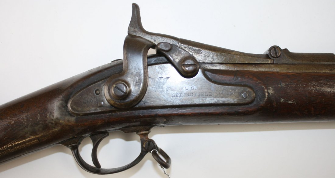 US Springfield Model 1861- dated 1864 with Allin second: US Springfield Model 1861- dated 1864 with Allin second model breechload conversion marked 1866 as found .50 cal