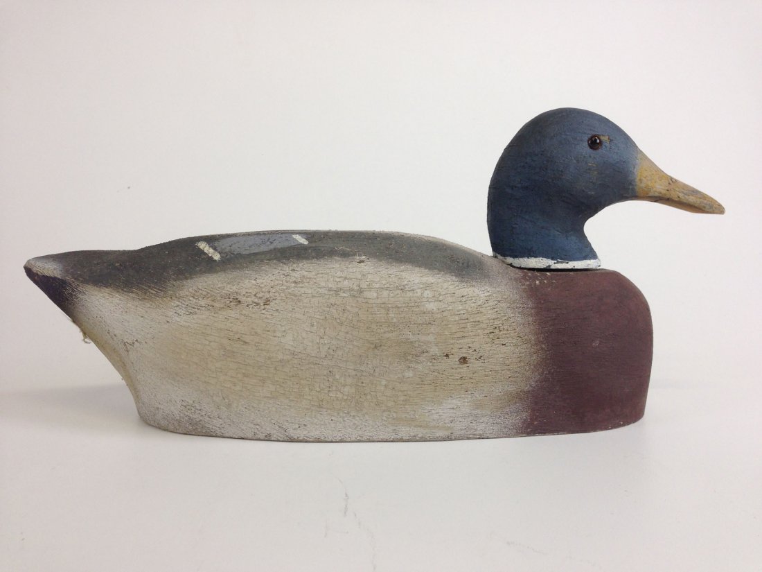 Herter's drake mallard decoy in original paint, bill: Herter's drake mallard decoy in original paint, bill repair.