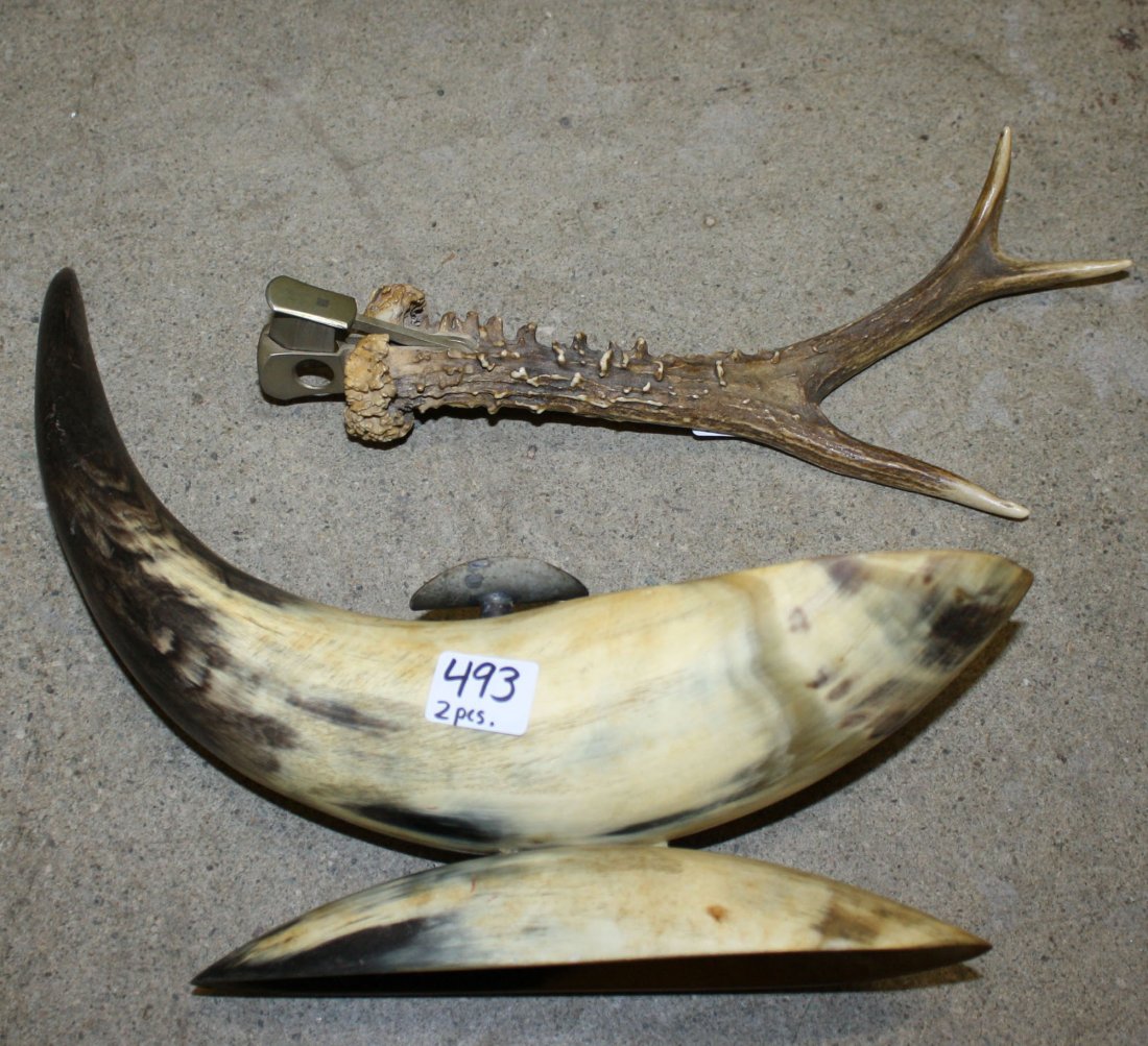 stag horn cigar cutter, horn cigar ash tray: stag horn cigar cutter, horn cigar ash tray