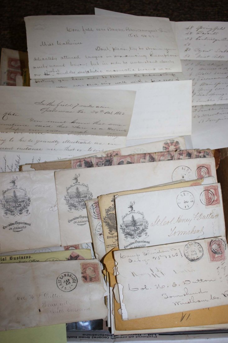1860's CW letters/ covers from Col Henry F Dutton 8th: 1860's CW letters/ covers from Col Henry F Dutton 8th VT Vols- approx 30 pcs, also post war letters to his wife- approx 50 pcs