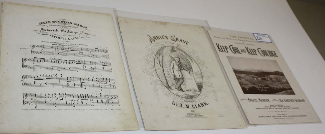 Lot of Vermont Sheet Music-Keep Cool and Keep Coolidge,: Lot of Vermont Sheet Music-Keep Cool and Keep Coolidge, Annie's Grave, Green Mountain March, Green Mountain Gems, Lord Strathcona March, 5 pcs,