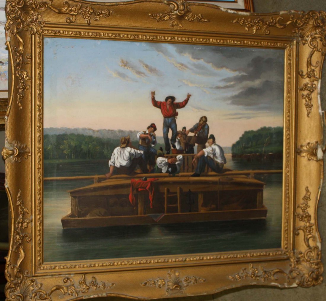 After George Caleb Bingham (AM 1811-1879) The Jolly: After George Caleb Bingham (AM 1811-1879) The Jolly Boatman 19th c o/c painted by Lee and Co NYC 21 x 27"