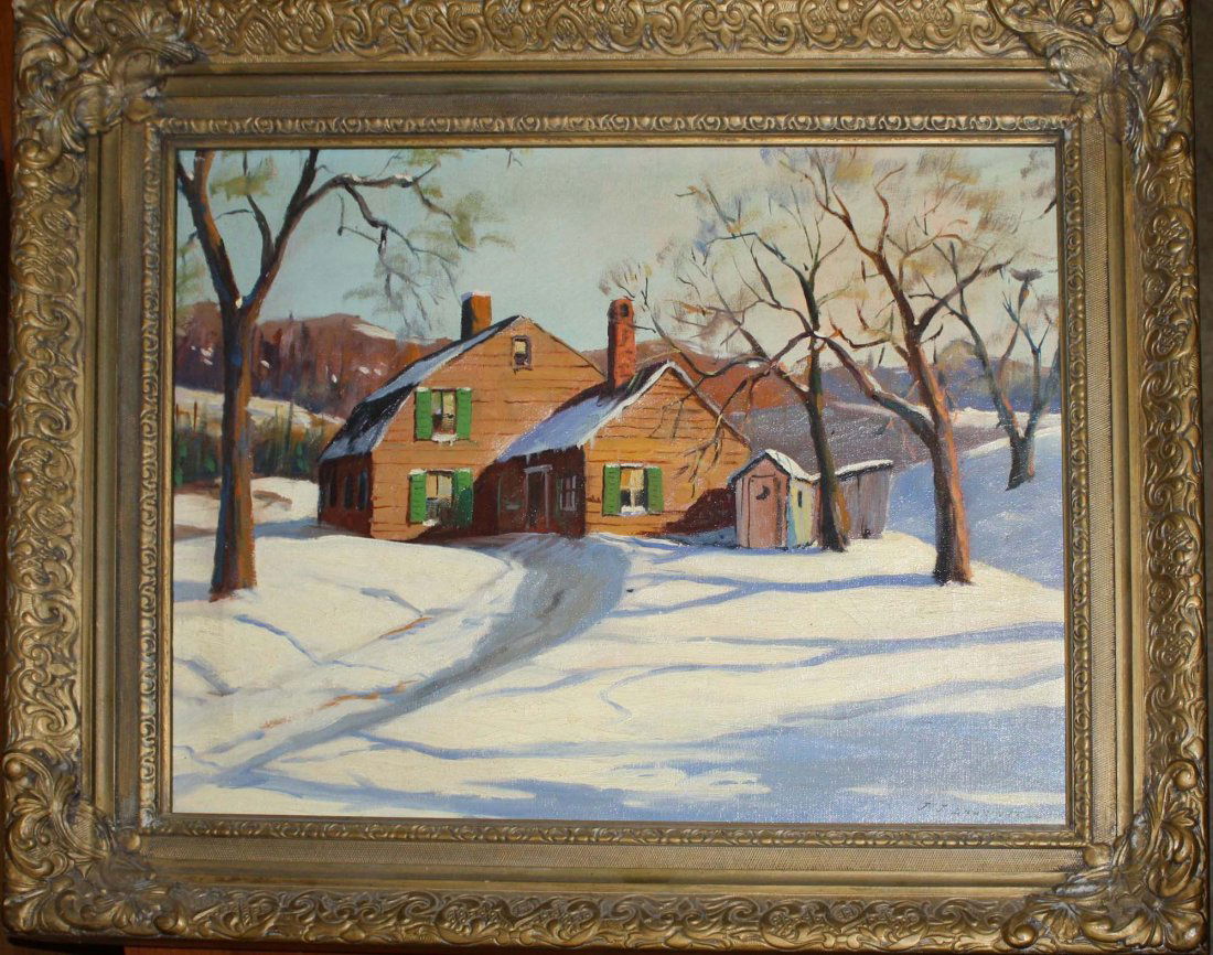 C Hjalmar Amundsen(Am 1911-2001) Winter Solitude signed: C Hjalmar Amundsen(Am 1911-2001) Winter Solitude signed JJ Enwright- Enwright is one of a number of nom de artes of Amundsen- o/c 16 x 20"