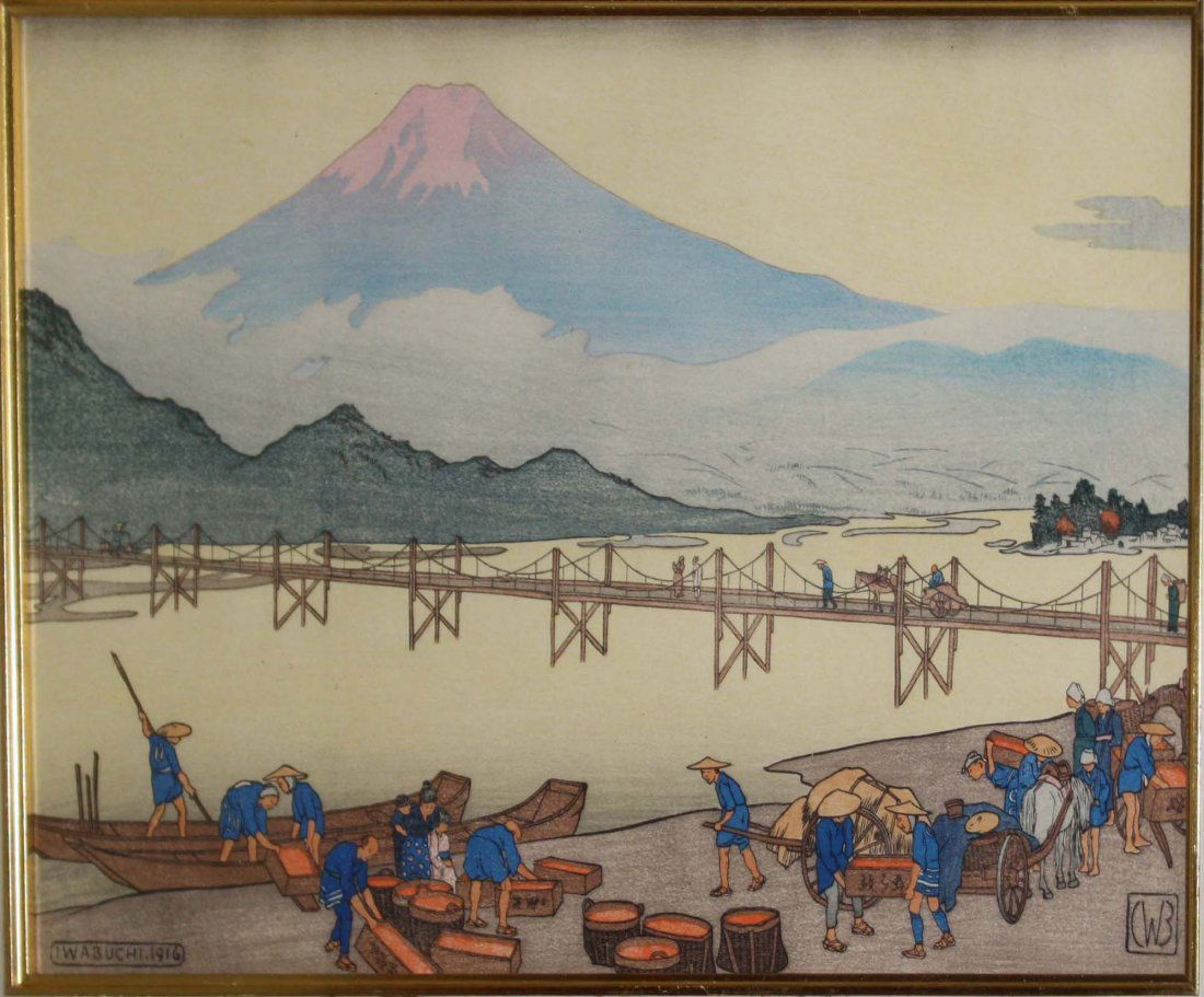 Charles W. Bartlett (AM 1860-1940) Iwabuchi- woodblock: Charles W. Bartlett (AM 1860-1940) Iwabuchi- woodblock monogrammed in plate 9 x 14"