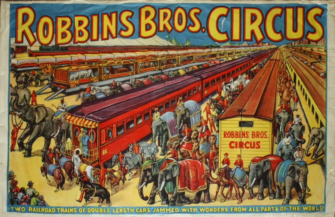 Robbins Bros Circus / Two Railroad Trains of Double (1 of 3)