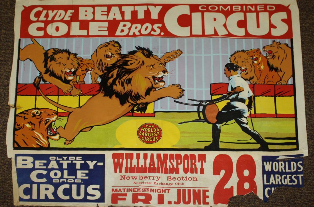 Clyde Beatty Cole Bros Combined Circus. Features lion (1 of 3)