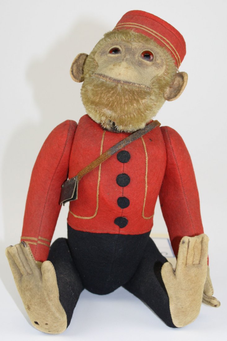 ca 1920 Schuco bellhop yes/ no monkey, jtd arms, legs, (1 of 3)