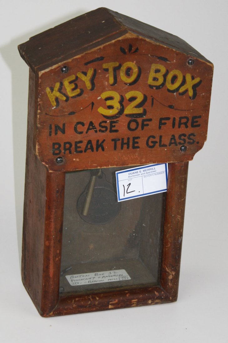Rare Boston Firebox Hand painted wooden case " Key To (1 of 1)