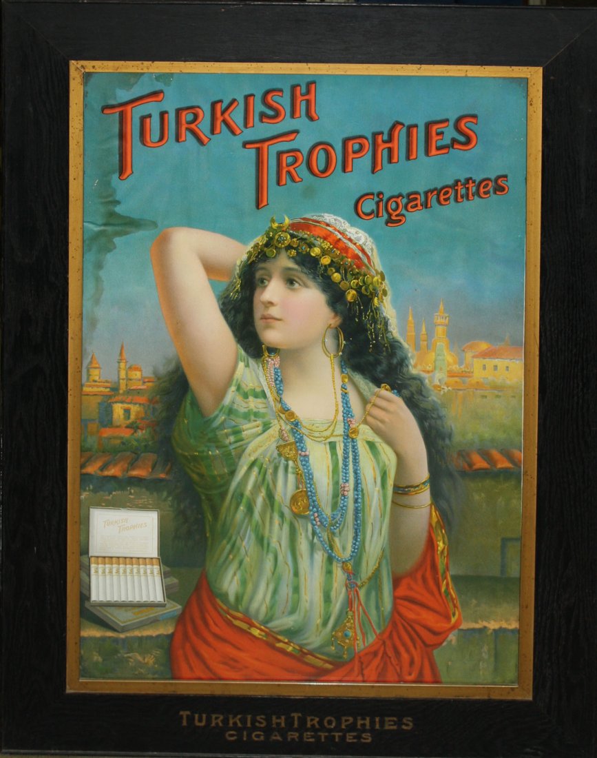 Turkish Trophies Cigarettes litho advertising poster in (1 of 1)