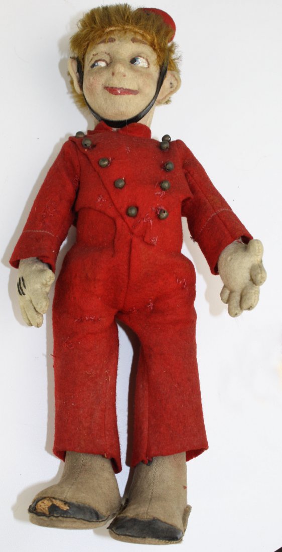 unusual Steiff bellhop cloth doll, early tag in left (1 of 5)