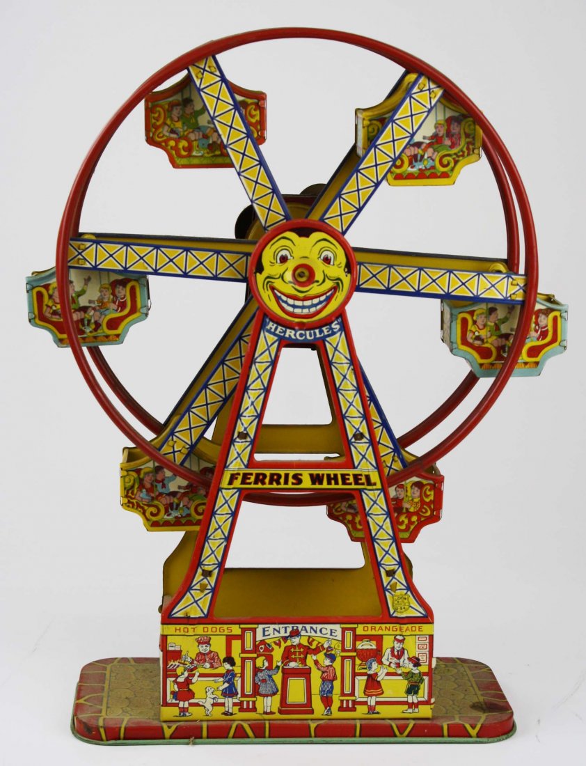 J Chein Ferris Wheel tin litho toy, working, ht 16.5” (1 of 6)