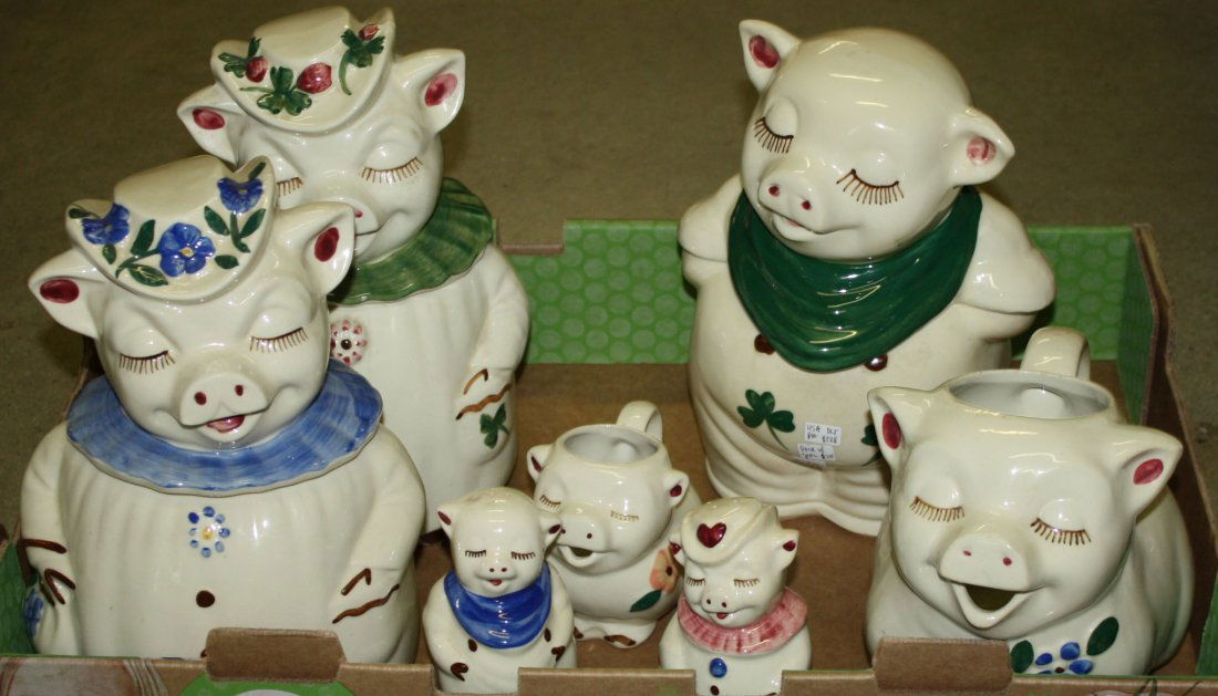 Shawnee "Winnie" and  two "Smiley" pig cookie jars, two (1 of 1)