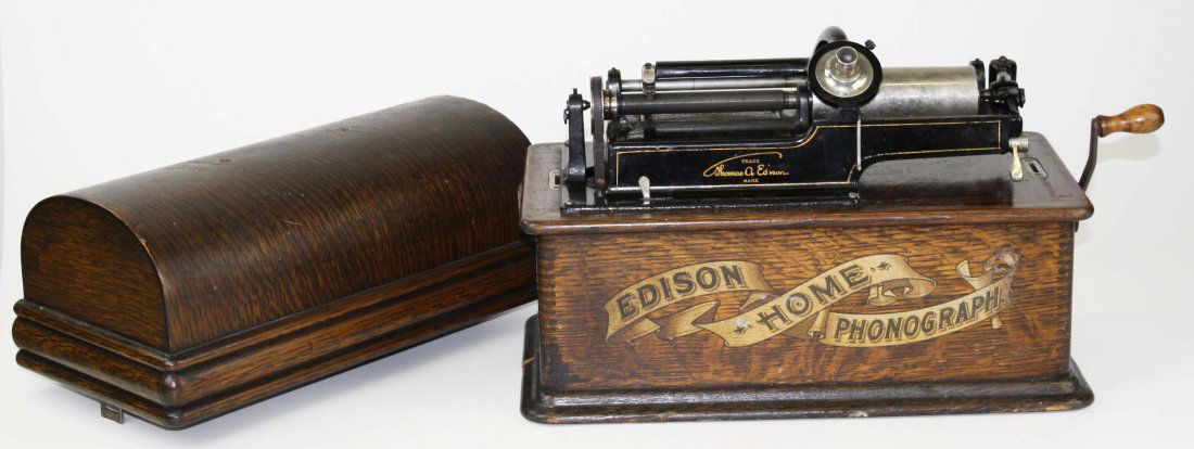 Edison Home cylinder phonograph w/banner decal in (1 of 2)