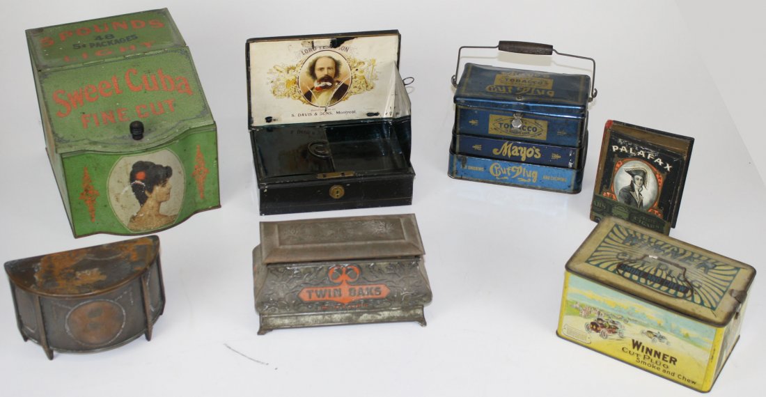 Seven unusual tobacco tins Lord Tennyson- Locking till (1 of 1)