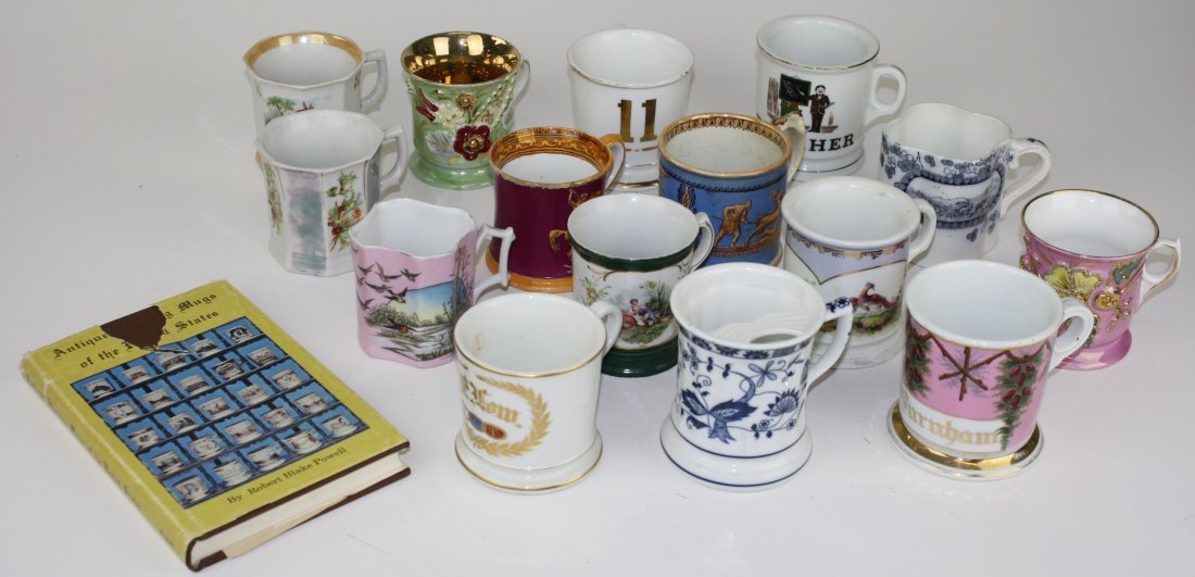 Porcelain 19th and 20th c shaving mugs incl. Odd (1 of 1)