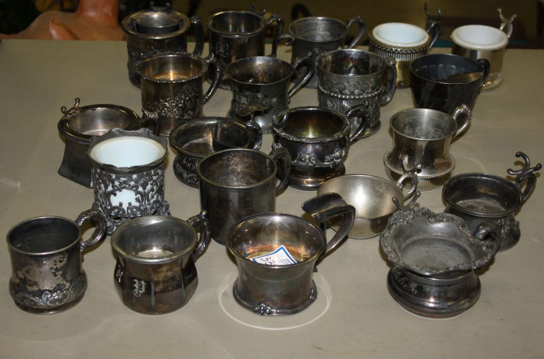 Ornate silverplated  late 19th c. shaving mugs and (1 of 1)