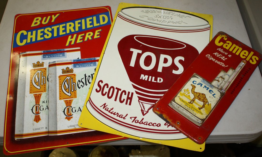 Top, & Chesterfield tin litho cigarette signs- 17 3/4” (1 of 1)