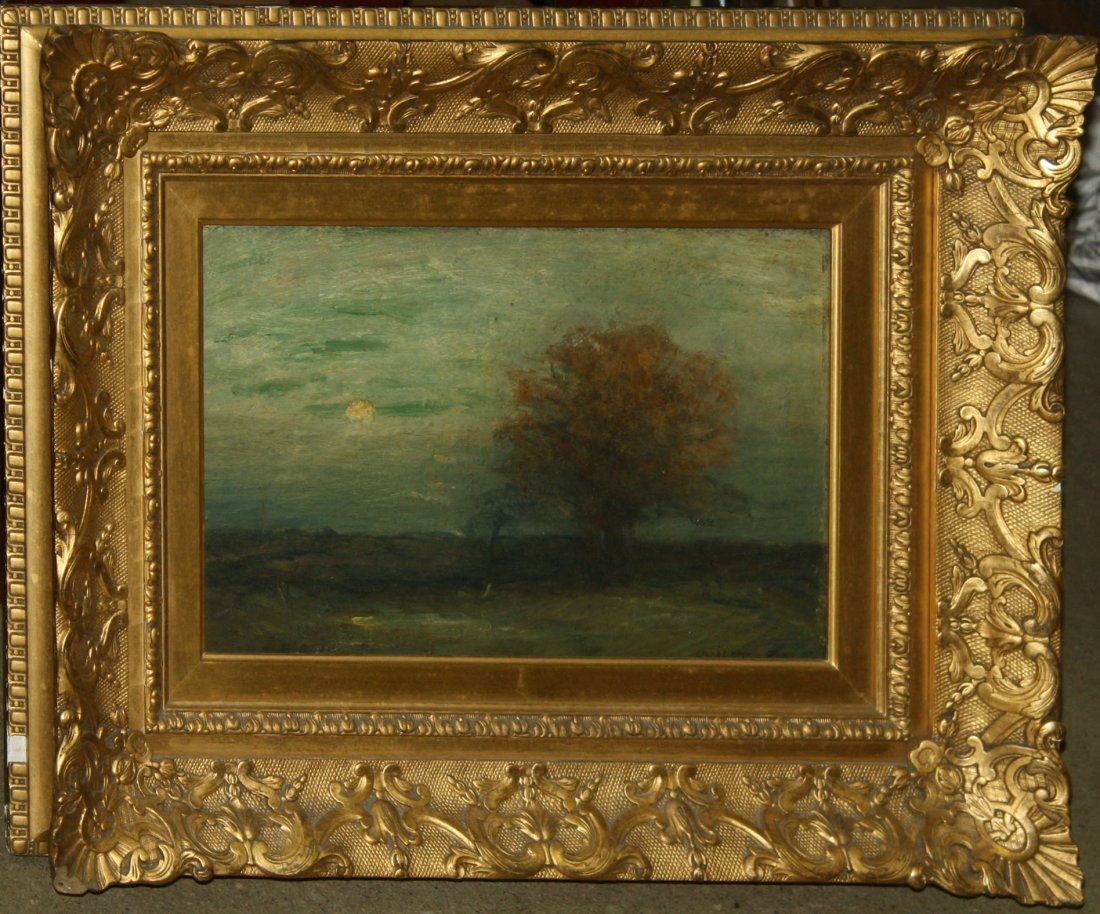 Charles Melville Dewey (AM 1839-1947) Tonalist: Charles Melville Dewey (AM 1839-1947) Tonalist landscape o/b 11 x 16" signed lower right