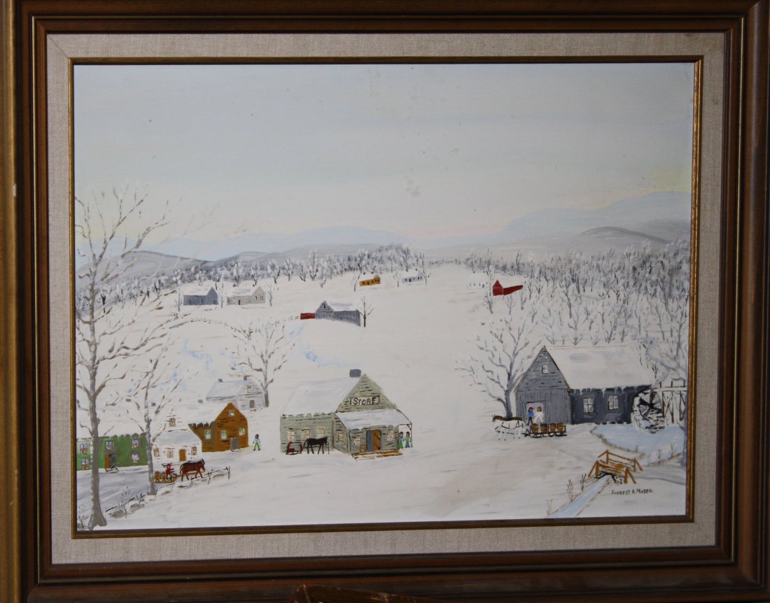 Forrest King Moses (AM 1893-1974) Going to the Store: Forrest King Moses (AM 1893-1974) Going to the Store o/b 16 x 24"