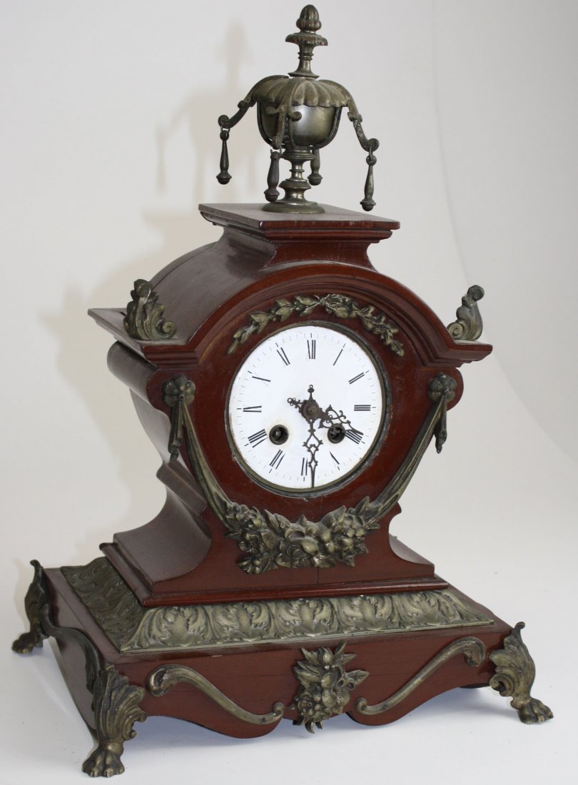 early 20th c Continental bracket clock w/ ormolu: early 20th c Continental bracket clock w/ ormolu mounts- ht 17”