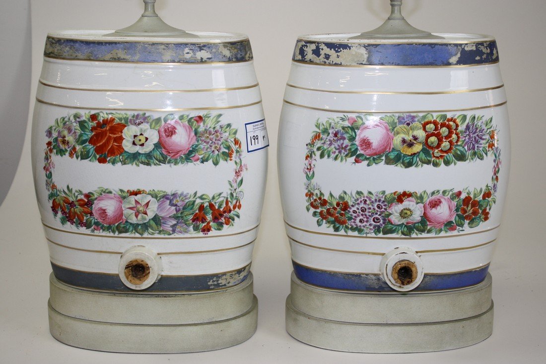 pr of water cooler/ lamps, ht of coolers 12”: pr of water cooler/ lamps, ht of coolers 12”