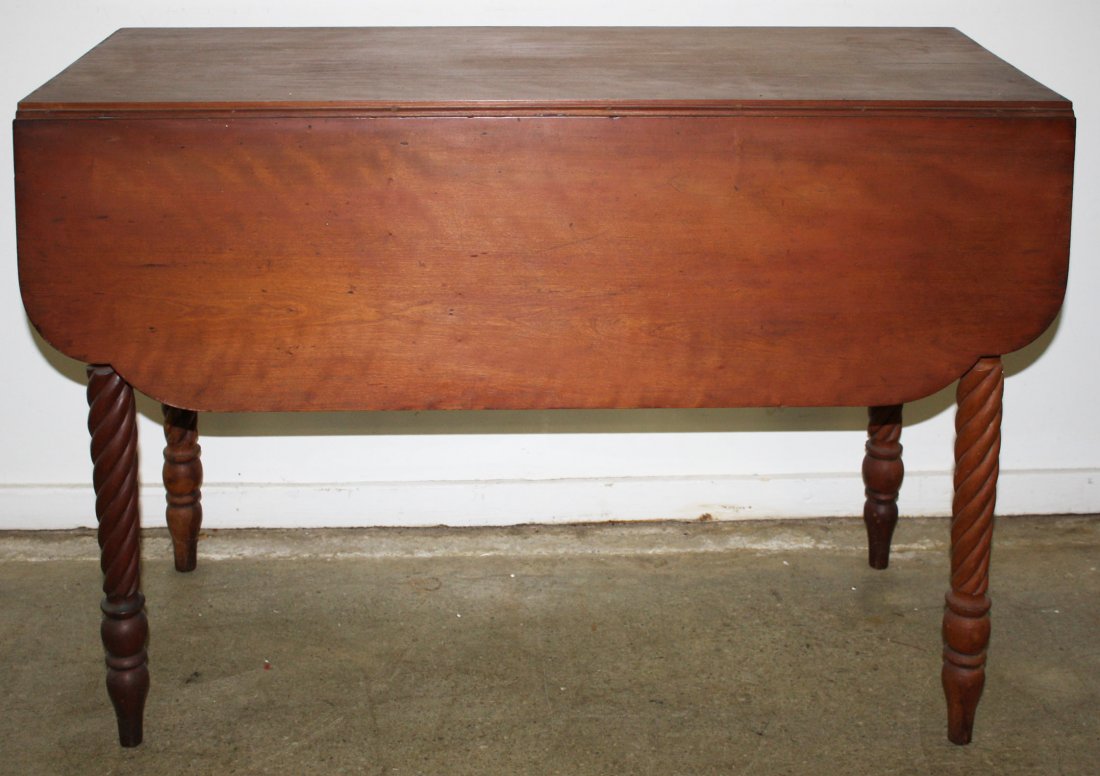 Empire cherry rope leg drop leaf table. 42"l.: Empire cherry rope leg drop leaf table. 42"l.