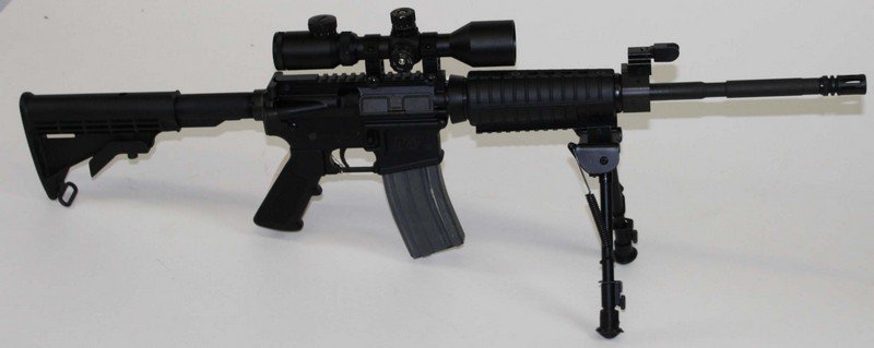 Smith and Wesson M&P 15- AR pattern rifle in 5.56mm: Smith and Wesson M&P 15- AR pattern rifle in 5.56mm NATO with bipod and optics- To be sold according to federal law please check local laws prior to bidding. FFL#1866