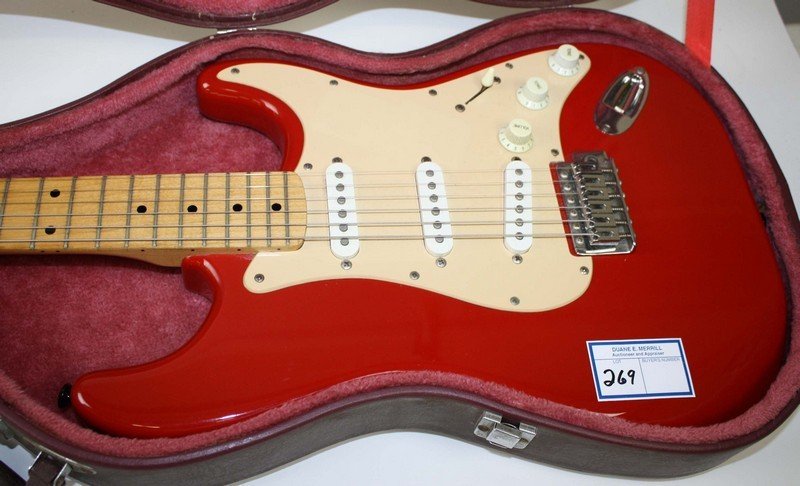 Squier Stratocaster electric guitar w/ hard shell case: Squier Stratocaster electric guitar w/ hard shell case