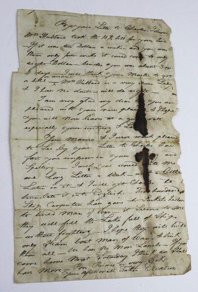 War of 1812 era Elkanah Watson handwritten letter to (1 of 2)