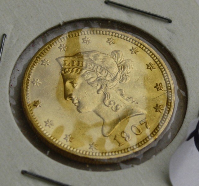 United States 1907 $10 dollar Liberty Head gold eagle- (1 of 2)