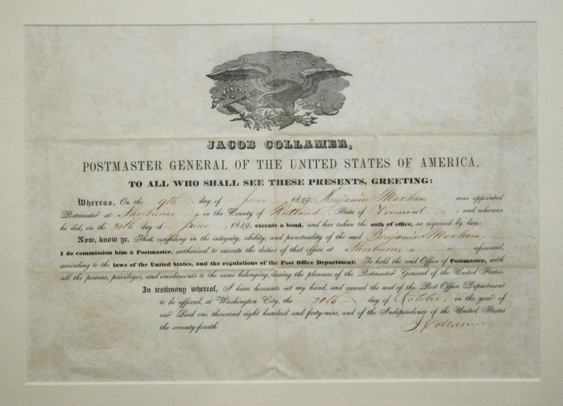 1849 Jacob Collamer Postmaster General of the United (1 of 1)