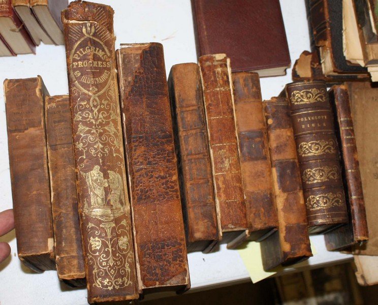 lot of 19th C leather bounds, Sermons, Polyglott Bible, (1 of 1)