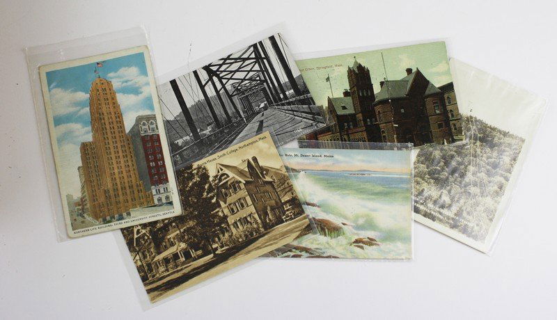 two boxes of US state view printed postcards ca. (1 of 2)