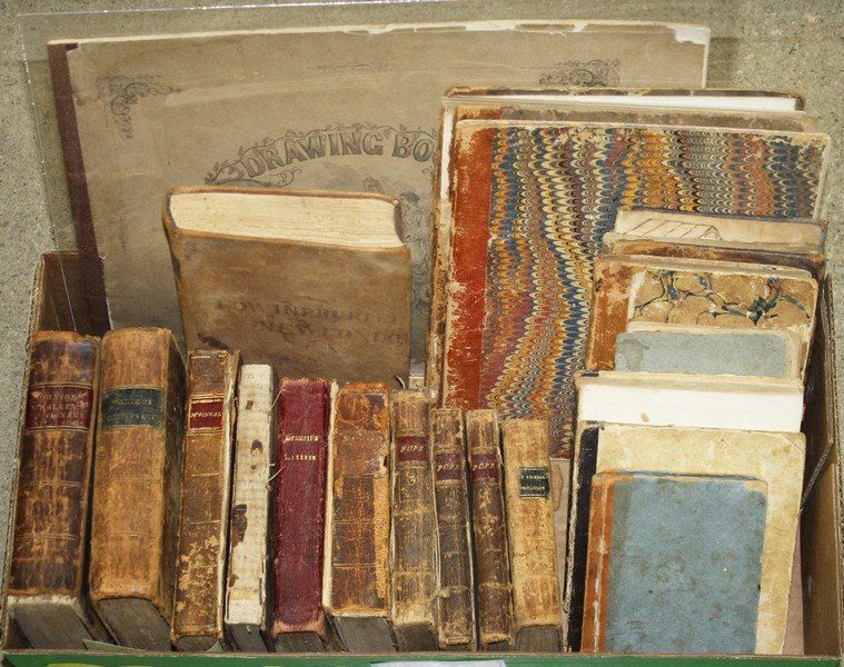 18th- early 19 th  c leather bound books, texts, & (1 of 1)