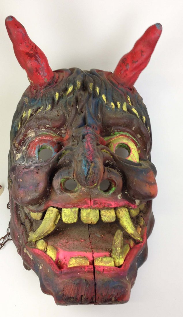 important massive 18th c Edo period Hannya (Oni) carved (1 of 4)