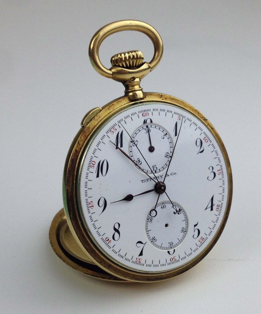 Tiffany & Co open face 18k y.g. pocket watch with split (1 of 3)