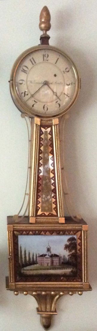 L. Curtis presentation banjo clock, brass side arms, (1 of 4)